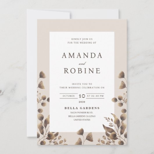 Rustic Leaf Wedding Uitnodiging (Voorkant)