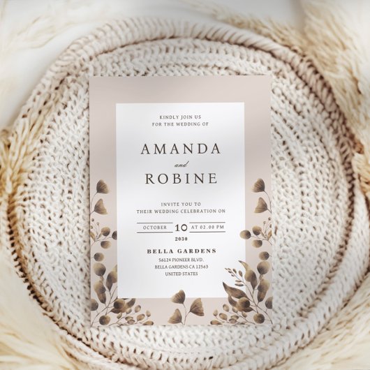 Rustic Leaf Wedding Uitnodiging