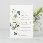 Rustic Leafy Green Eucalyptus Bunch Wedding Invite Bedankkaart (Staand voorkant)