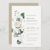 Rustic Leafy Green Eucalyptus Bunch Wedding Invite Bedankkaart (Voorkant / Achterkant)