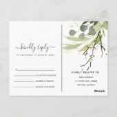 RUSTIC LEAFY GREEN GOLD FOLIAGE WATERVERF RSVP BRIEFKAART (Achterkant)