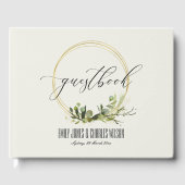 RUSTIC LEAFY GREEN GOLD FOLIAGE WATERVERF WEDDING GASTENBOEK (Voorkant)