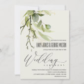 RUSTIC LEAFY GREEN GOLD FOLIAGE WATERVERF WEDDING KAART (Voorkant)