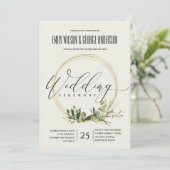 RUSTIC LEAFY GREEN GOLD FOLIAGE WATERVERF WEDDING KAART (Staand voorkant)