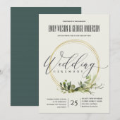 RUSTIC LEAFY GREEN GOLD FOLIAGE WATERVERF WEDDING KAART (Voorkant / Achterkant)
