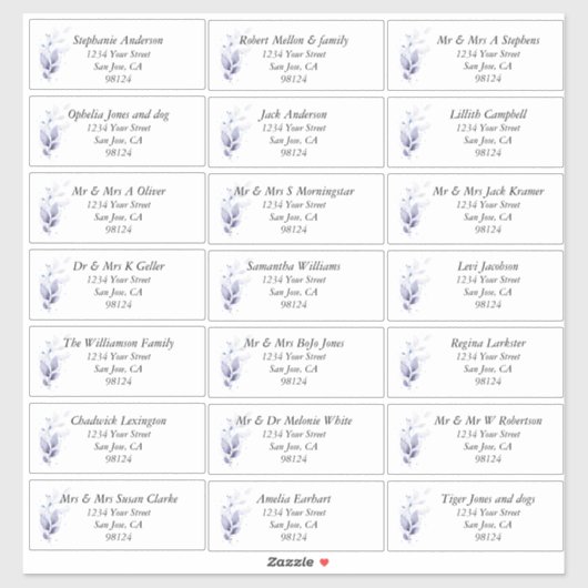 Rustic Leafy Guest Name Adresetiketten Sticker (Vel)