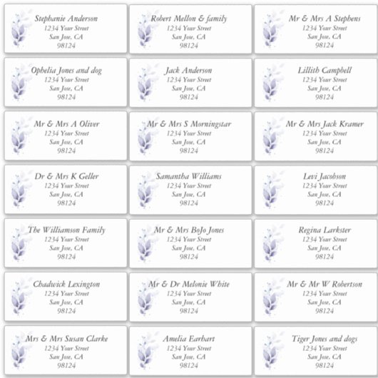 Rustic Leafy Guest Name Adresetiketten Sticker (Voorkant)