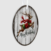 Rustic Leaping Reindeer  Ornament (voorkant)