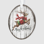Rustic Leaping Reindeer  Ornament (voorkant)