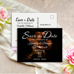 Rustic Leather Cowboy Boots Save the Date Wedding Aankondigingskaart