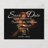 Rustic Leather Cowboy Boots Save the Date Wedding Aankondigingskaart (Voorkant)