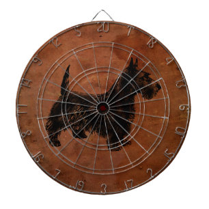 Rustic Leather met Scottish Terrier Illustration Dartbord