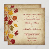 Rustic Leaves Autumn Fall Wedding Invitations Kaart (Voorkant / Achterkant)