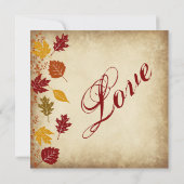 Rustic Leaves Autumn Fall Wedding Invitations Kaart (Achterkant)