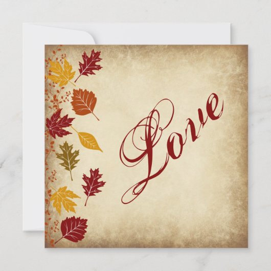 Rustic Leaves Autumn Fall Wedding Invitations Kaart (Achterkant)