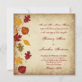 Rustic Leaves Autumn Fall Wedding Invitations Kaart (Voorkant)