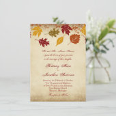 Rustic Leaves Autumn Fall Wedding Invitations Kaart (Staand voorkant)