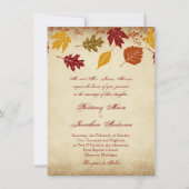 Rustic Leaves Autumn Fall Wedding Invitations Kaart (Voorkant)