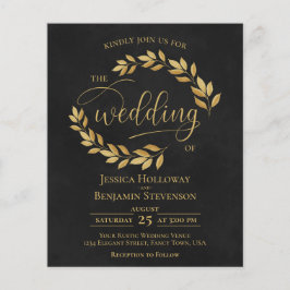Rustic Leaves Black & Gold BUDGET Weddenschap uitn
