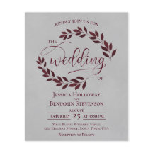 Rustic Leaves Burgundy Grey BUDGET Weddenschap