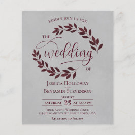 Rustic Leaves Burgundy Grey BUDGET Weddenschap