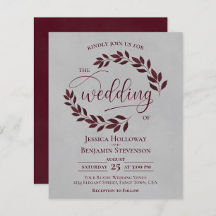 Rustic Leaves Burgundy Grey BUDGET Weddenschap