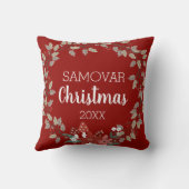 Rustic Leaves Cat Pet Foto met kerstmis Kussen (Achterkant)