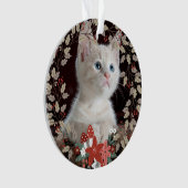 Rustic Leaves Cat Pet Foto met kerstmis Ornament (voorkant)