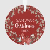 Rustic Leaves Cat Pet Foto met kerstmis Ornament (achterkant)