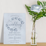 Rustic Leaves Elegant Dusty Blue Wedding Kaart<br><div class="desc">Deze prachtige trouwuitnodiging is voorzien van een stijlvol ontwerp met sprigs van staal of leisteen blauw waterverf bladeren en een modern schrift op een gemarmerde,  stoffige blauwe achtergrond. Deze uitnodigingen zijn verfijnd,  klassiek en chic en zullen stijl en genade toevoegen aan je trouwfeest.</div>