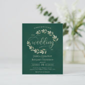 Rustic Leaves Emerald Green BUDGET Wedding Invite (Staand voorkant)