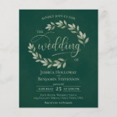 Rustic Leaves Emerald Green BUDGET Wedding Invite (Voorkant)