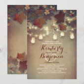 Rustic Leaves en Mason Jars Herfst repetitiediner Kaart (Voorkant / Achterkant)