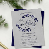 Rustic Leaves Navy Blue Grey BUDGET Weddenschap