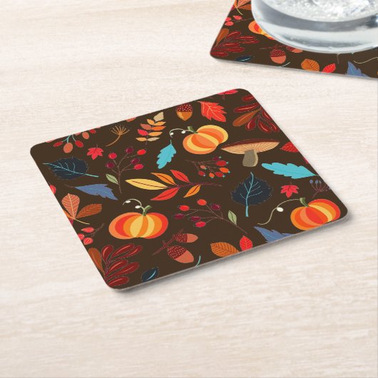Rustic Leaves & Pumpkins Onderzetter (Schuin)