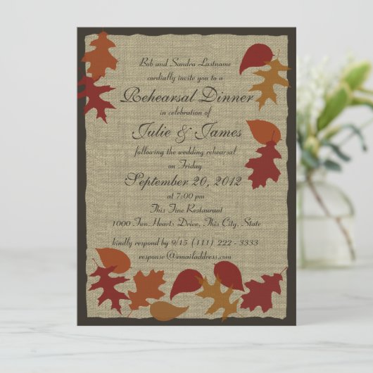 Rustic Leaves repetitie diner Kaart (Staand voorkant)