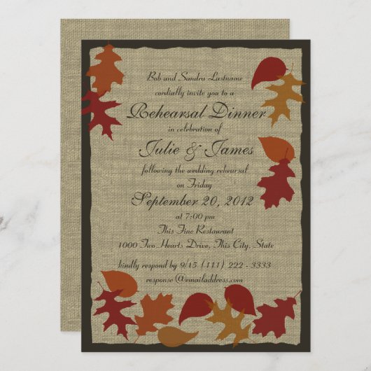 Rustic Leaves repetitie diner Kaart (Voorkant / Achterkant)