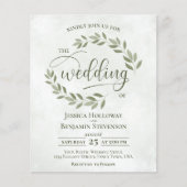 Rustic Leaves Sage Green BUDGET Wedding Invite (Voorkant)