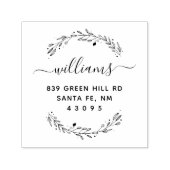 Rustic Leaves Script Family Name Return Address Zelfinktende Stempel (Design)