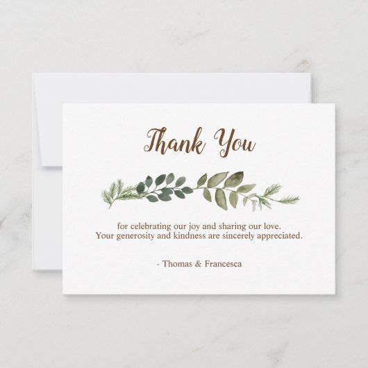 Rustic Leaves Wedding Hartelijk dank Kaart (Voorkant)