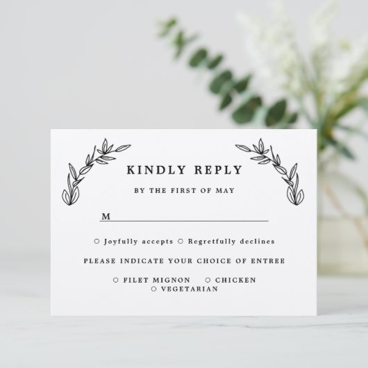 Rustic Leaves Wedding Response Card Kaart (Staand voorkant)
