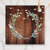 Rustic leaves wood string lights Wedding Thank You Bedankjes Labels (Achterkant)