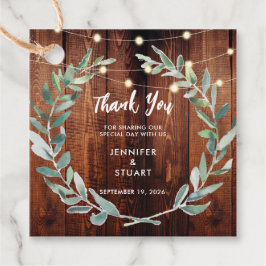 Rustic leaves wood string lights Wedding Thank You Bedankjes Labels