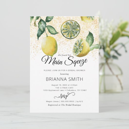 Rustic Lemon Bridal Shower Kaart (Staand voorkant)