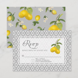 Rustic Lemon Citrus Floral Geel Gray White RSVP Kaartje