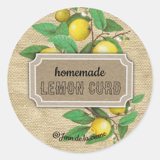 Rustic Lemon Curd Catering Ronde Sticker (Voorkant)
