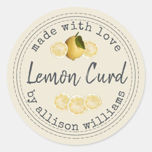 Rustic Lemon Curd Homemade Ronde Sticker (Voorkant)