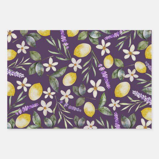 Rustic Lemon floral Citrus Wedding Wrapping Paper (Voorkant)