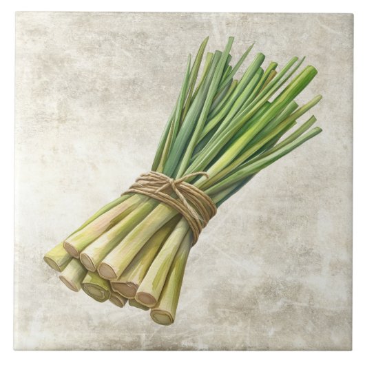 Rustic Lemon Grass Faux Ceramic Tile Tegeltje (Voorkant)