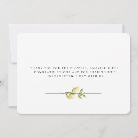 Rustic Lemon Grass Wedding ElegantHartelijk dank Bedankkaart (Achterkant)